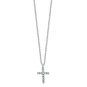 14K White Gold Diamond Cross Necklace