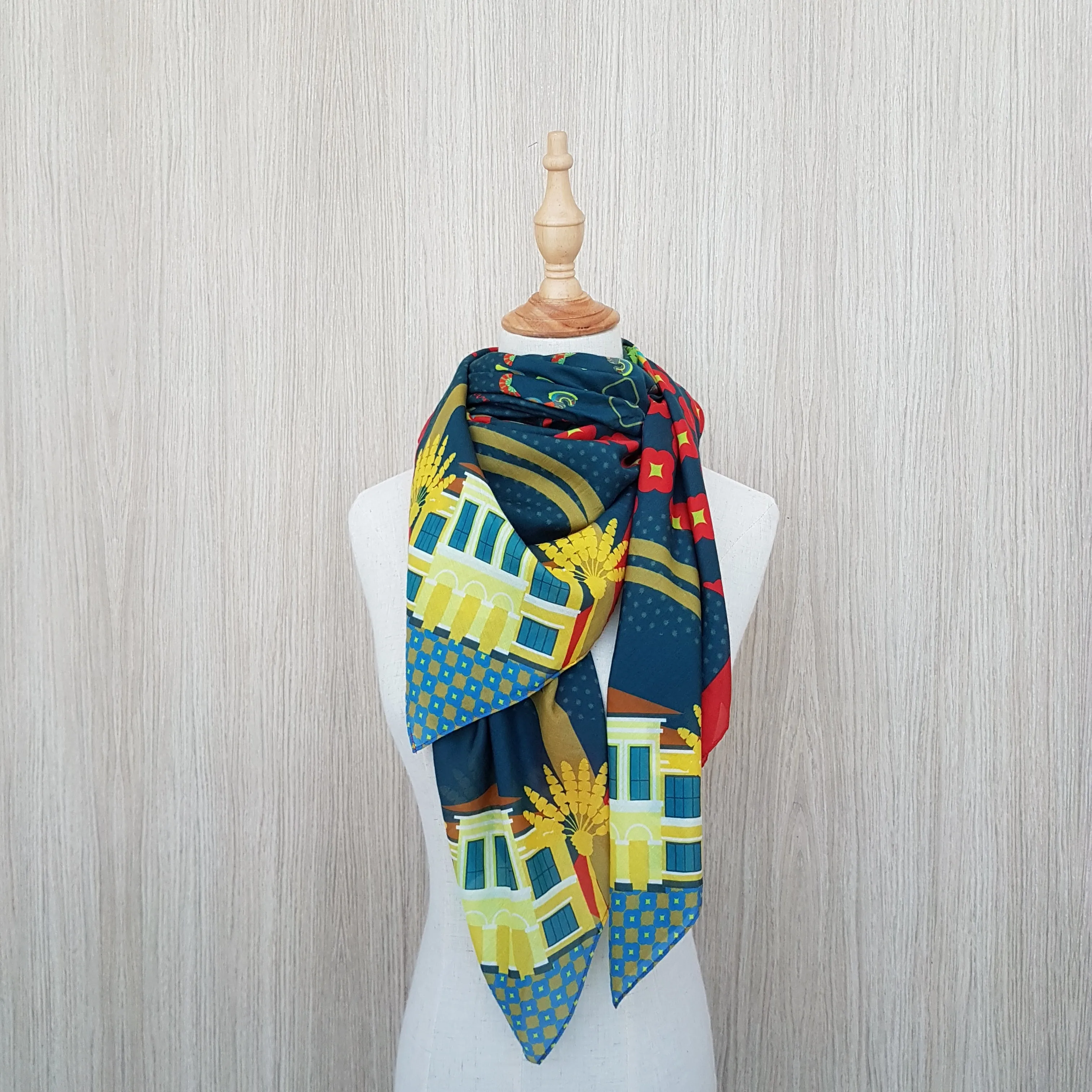 A Festive Night at Kampong Glam Cotton Silk Scarf