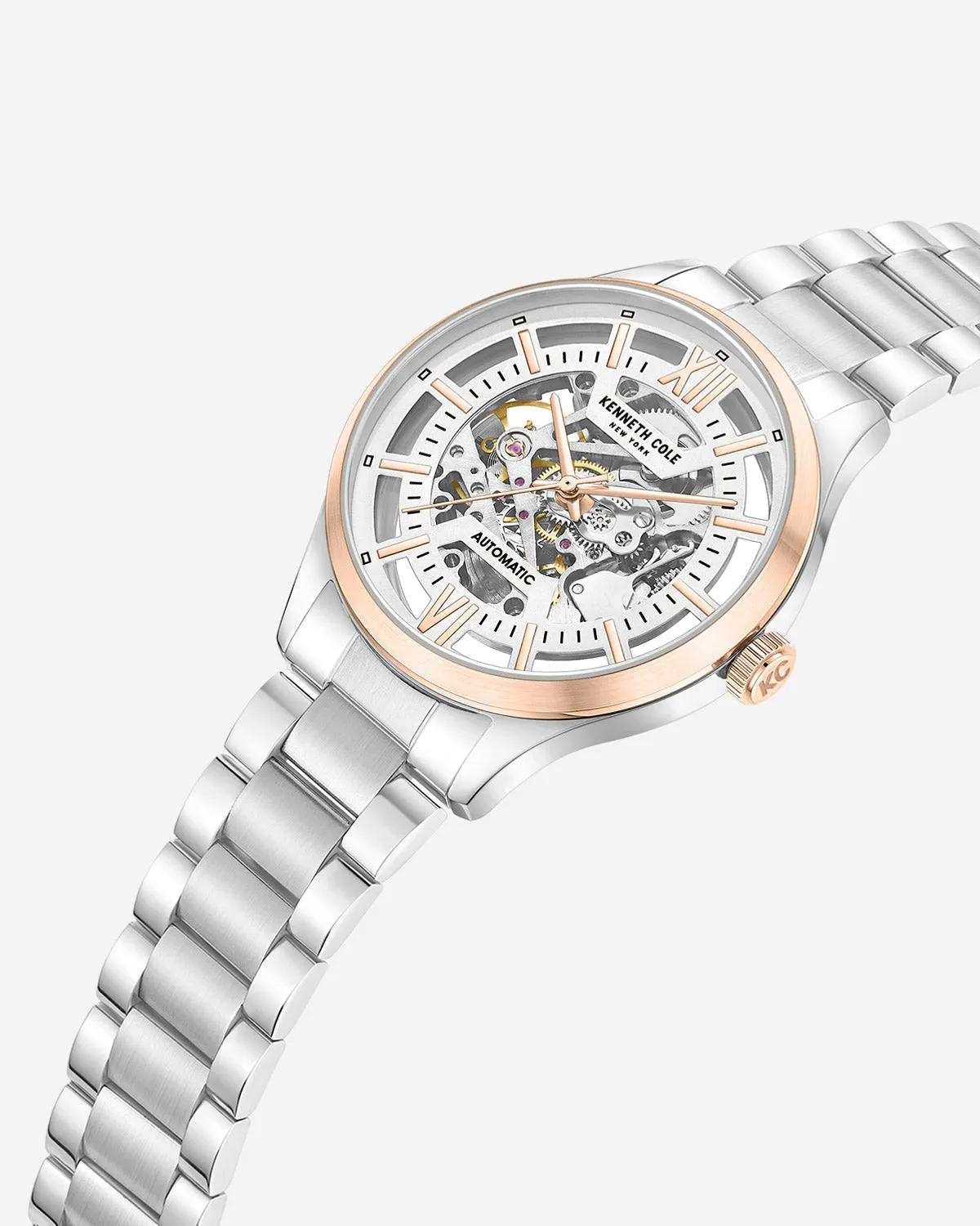 Automatic Skeleton Two-Tone Bracelet Watch
