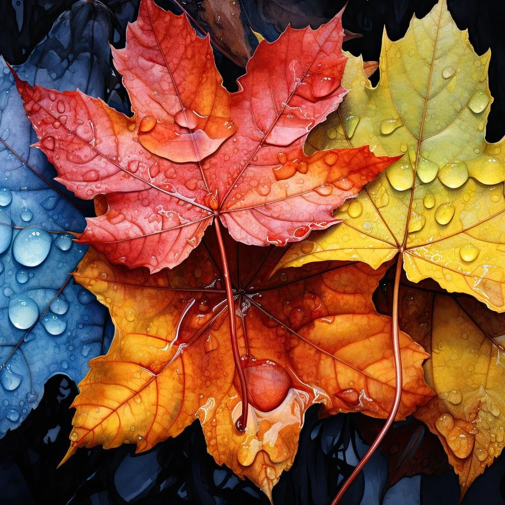 Autumnal Raindrop Leaves