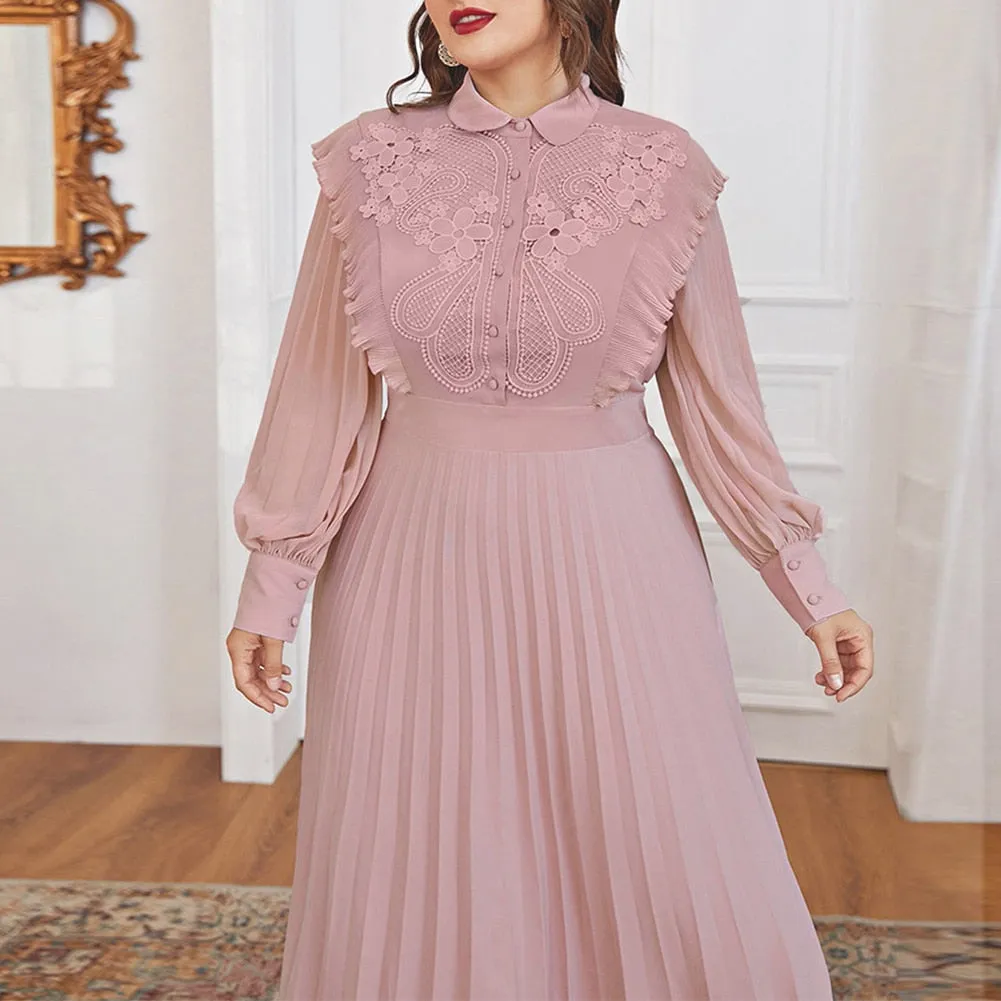 BerriesJam - 2024 Plus Size Long Sleeve Soild Color Party Maxi Dress