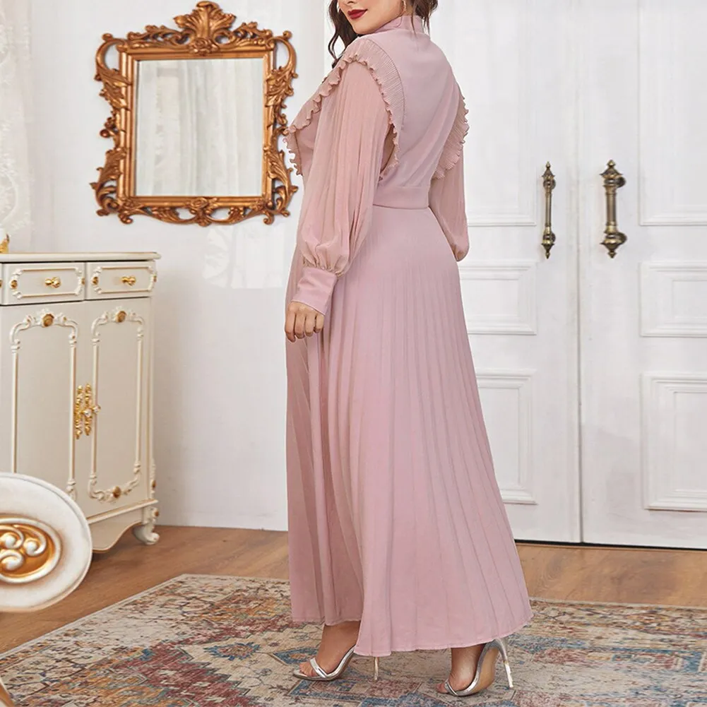 BerriesJam - 2024 Plus Size Long Sleeve Soild Color Party Maxi Dress