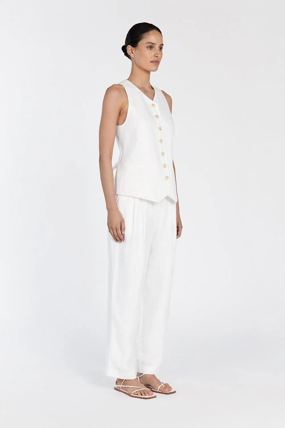 BILLY WHITE LINEN TAPERED PANT