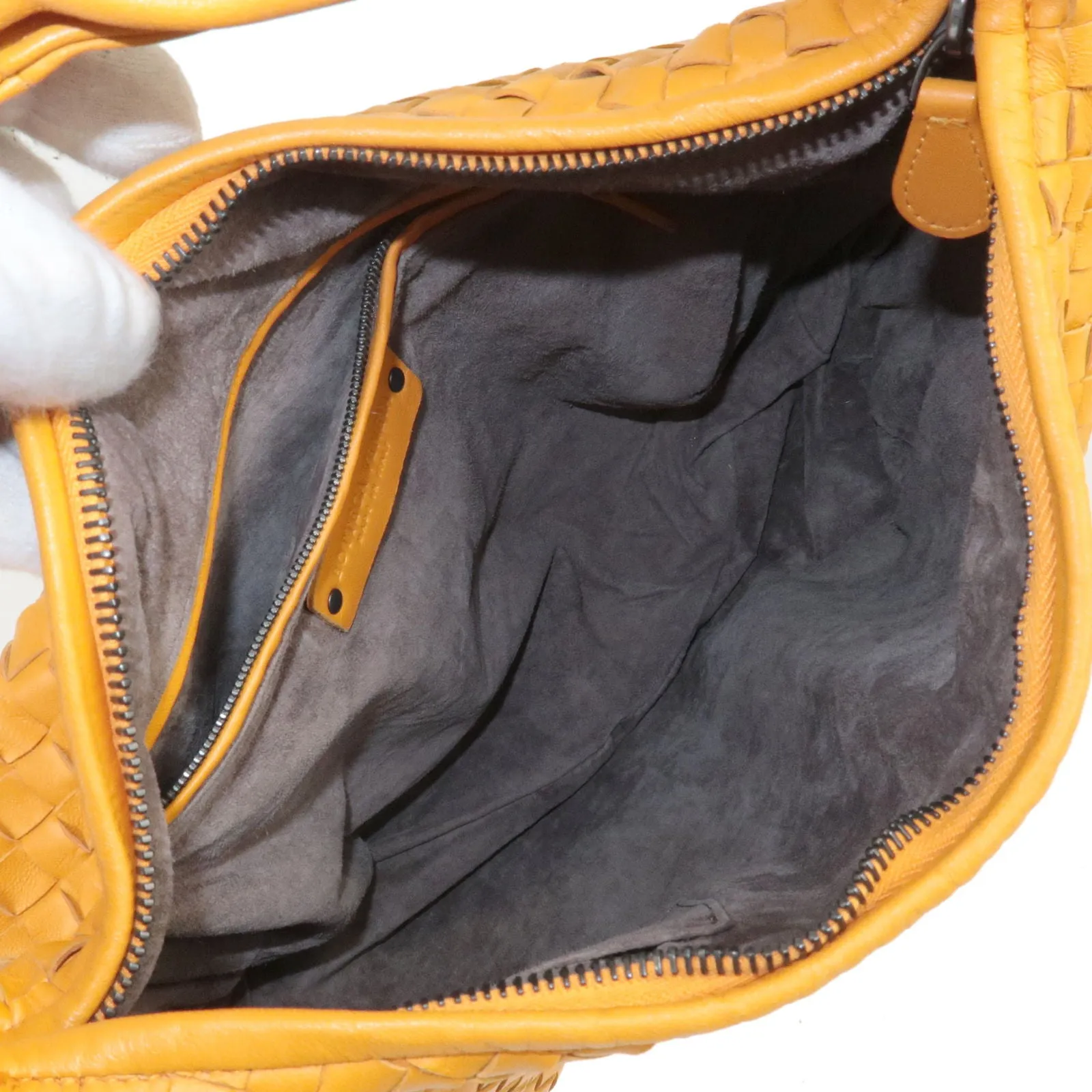 BOTTEGA VENETA Intrecciato Hobo Leather Shoulder Bag Orange 232499