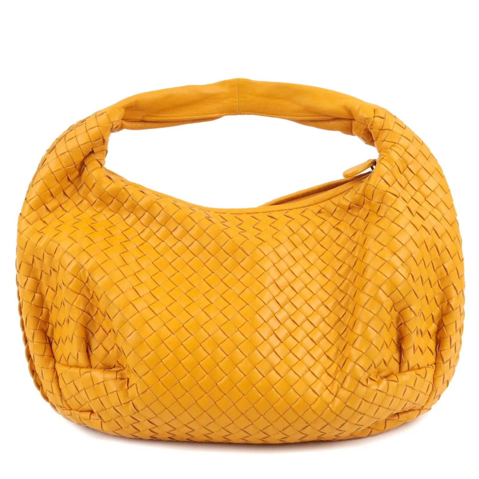 BOTTEGA VENETA Intrecciato Hobo Leather Shoulder Bag Orange 232499