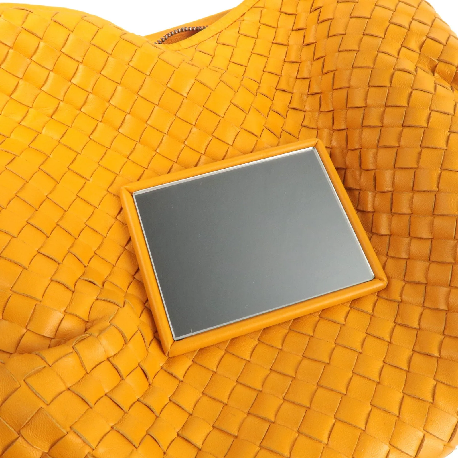 BOTTEGA VENETA Intrecciato Hobo Leather Shoulder Bag Orange 232499