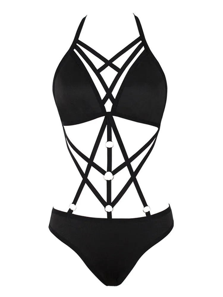 'Deviant' Black Harness Bodysuit