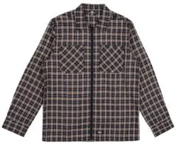 Dickies Brownsville Zip Through L/S Overshirt / Black Plaid
