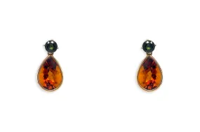 Earrings 18kt Gold Tourmaline & Citrine Drops