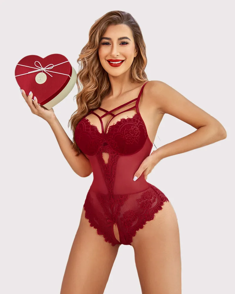 Floral Lace Harness Bodysuit