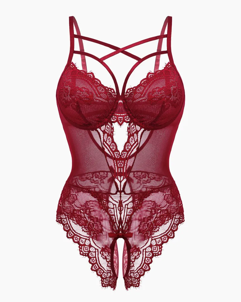 Floral Lace Harness Bodysuit