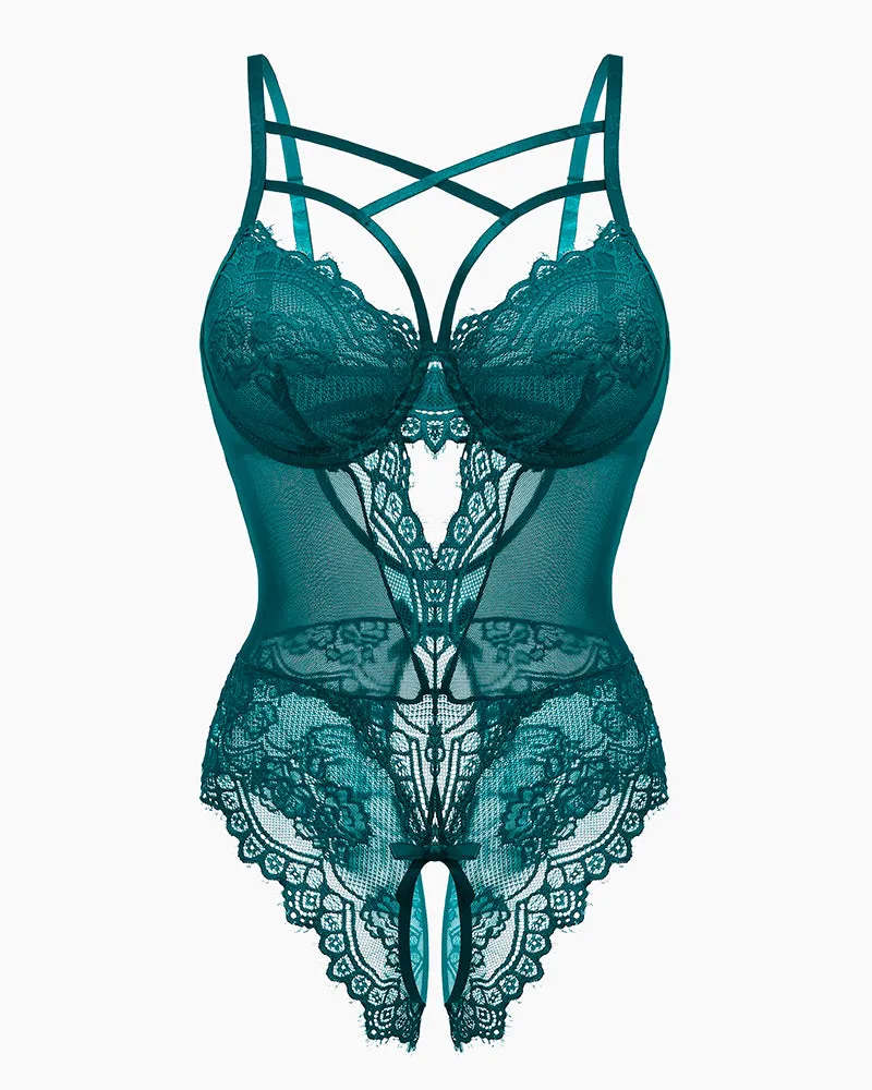 Floral Lace Harness Bodysuit