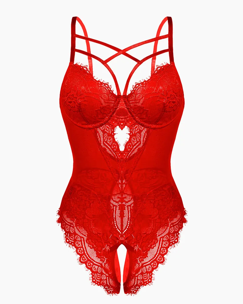 Floral Lace Harness Bodysuit