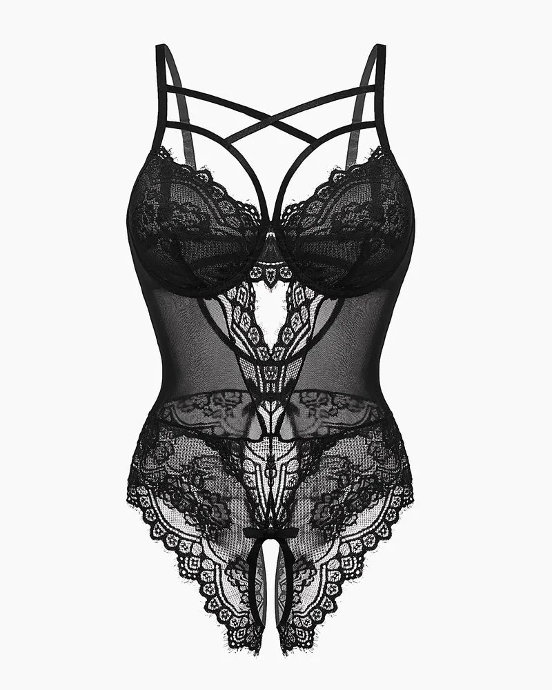 Floral Lace Harness Bodysuit