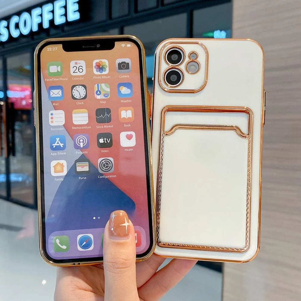 Gold plating Phone Case With card slot For iPhone
