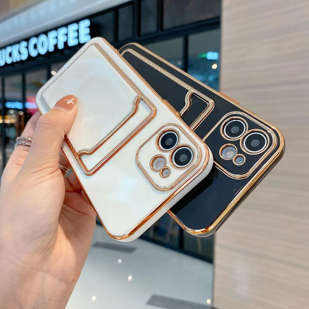 Gold plating Phone Case With card slot For iPhone