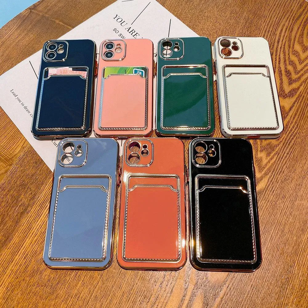 Gold plating Phone Case With card slot For iPhone