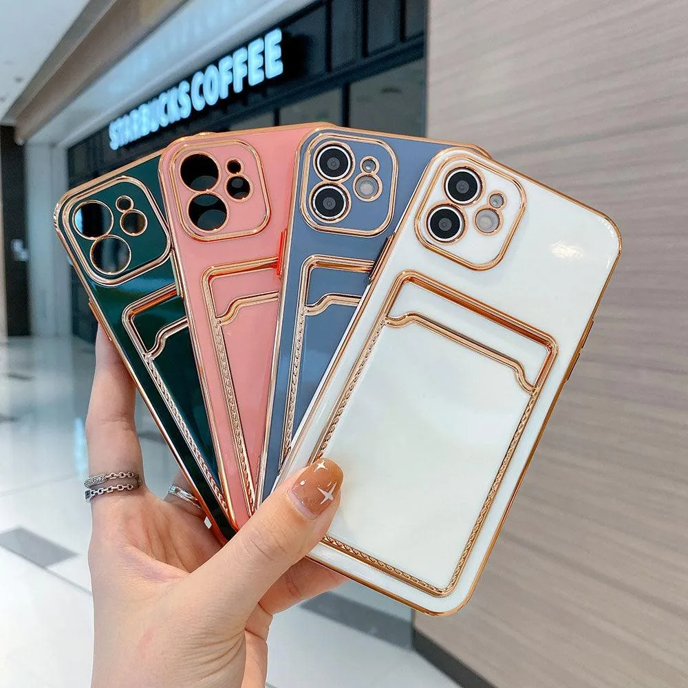 Gold plating Phone Case With card slot For iPhone