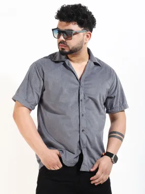 Grey Corduroy Velvet Half Sleeve Shirt