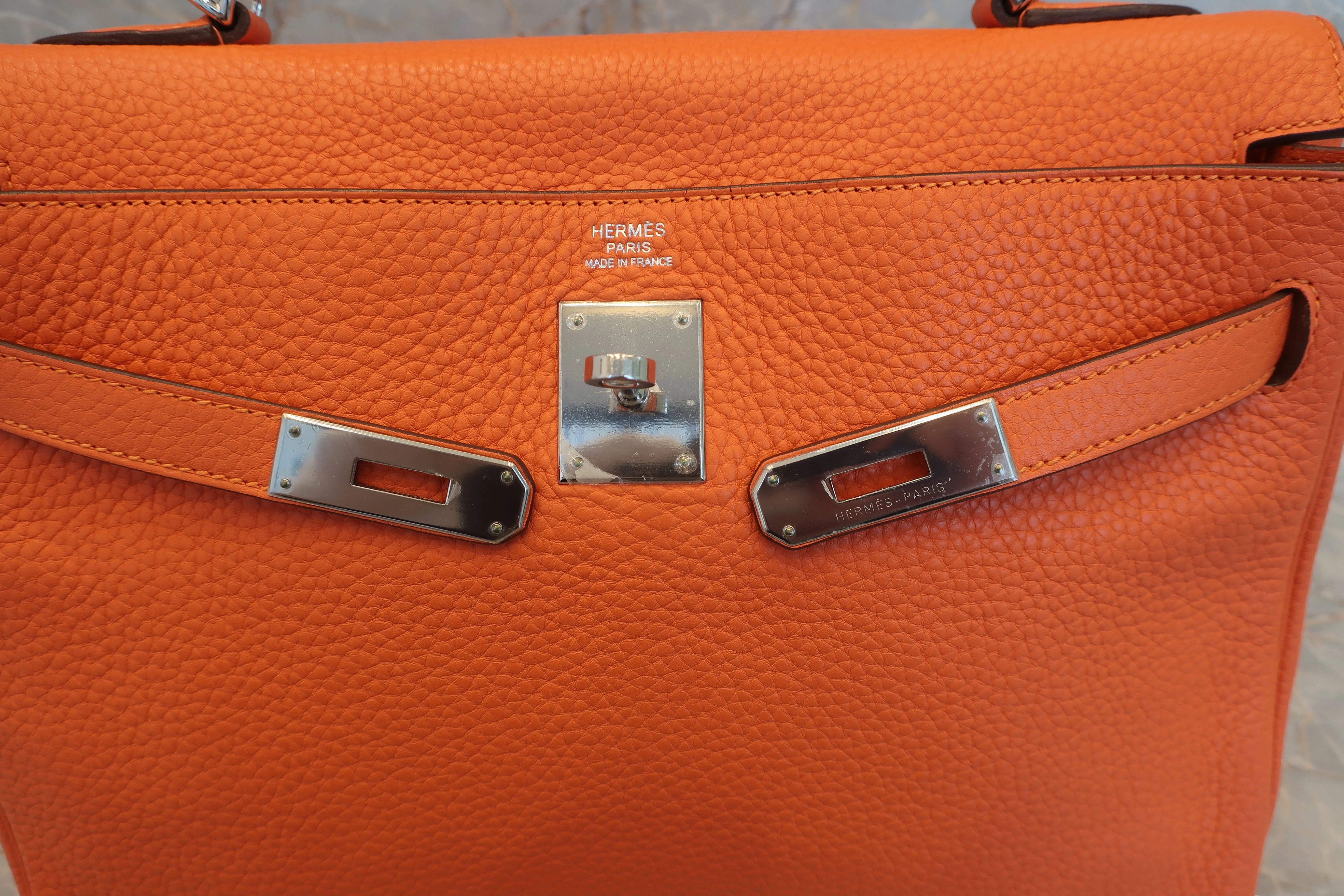 HERMES／エルメス ケリー32 トリヨンクレマンス フー □R刻印 ショルダーバッグ 600080123