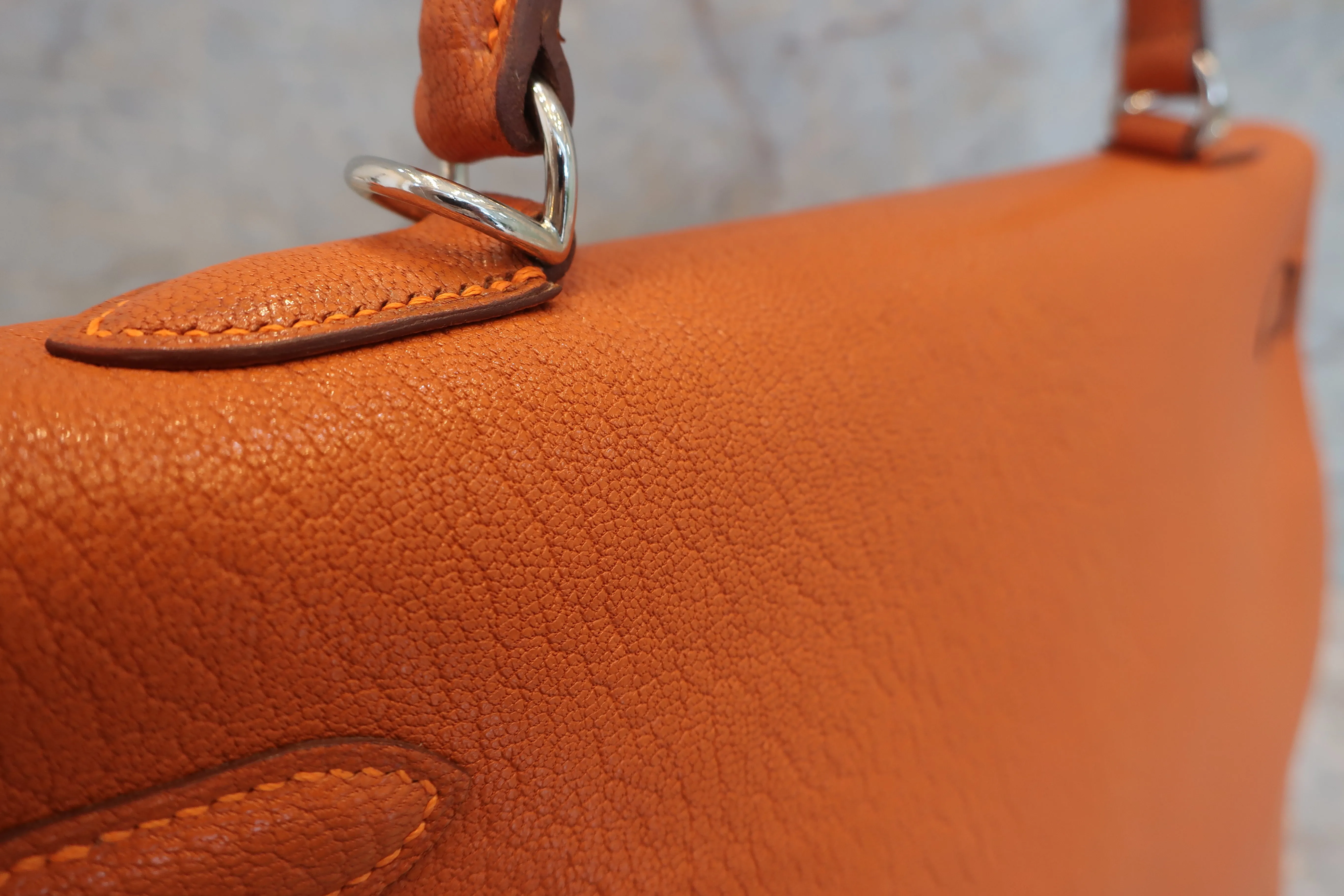 HERMES／エルメス ケリー35 シェーブル オレンジ □H刻印 ショルダーバッグ 600080135
