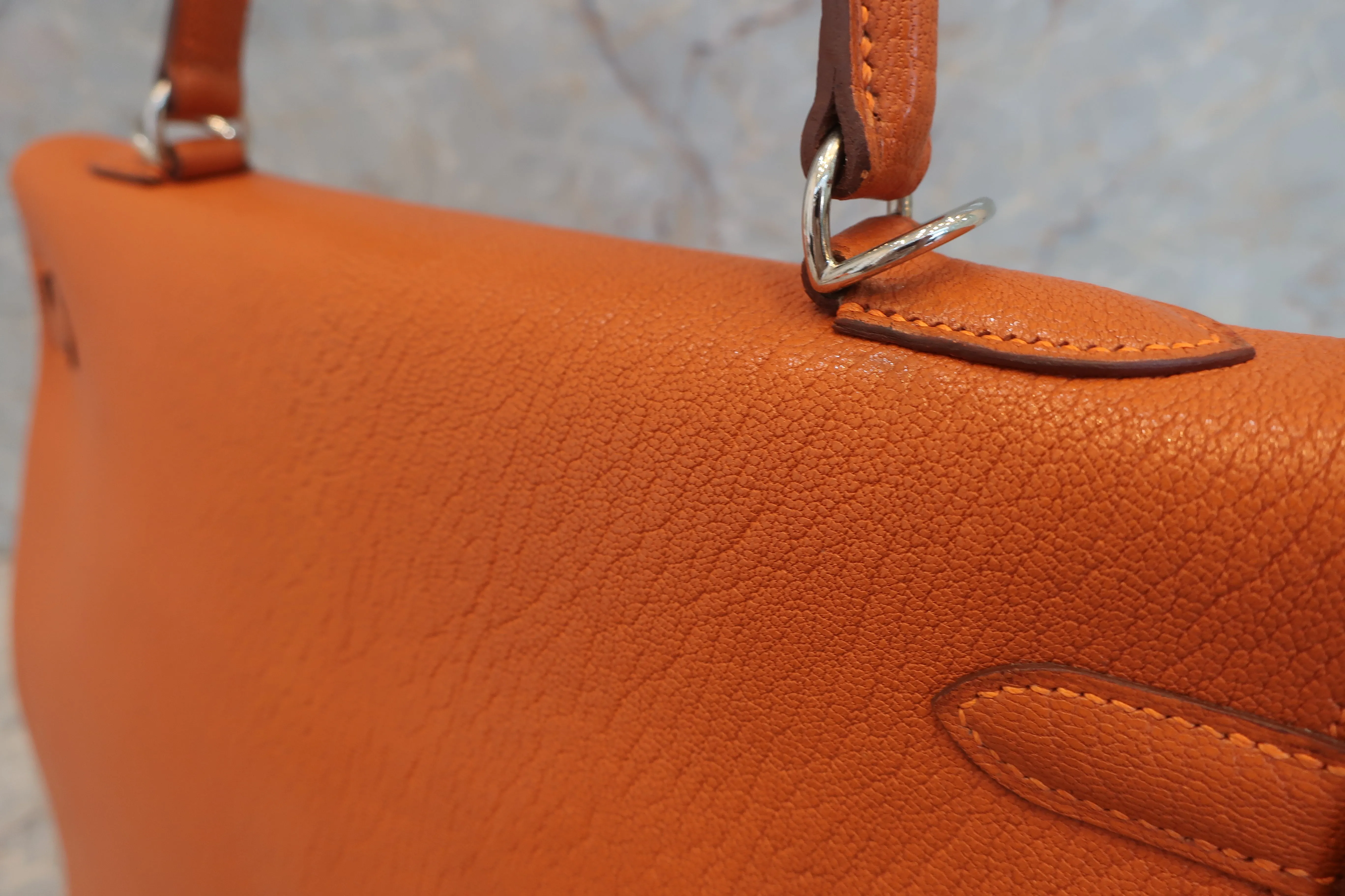 HERMES／エルメス ケリー35 シェーブル オレンジ □H刻印 ショルダーバッグ 600080135