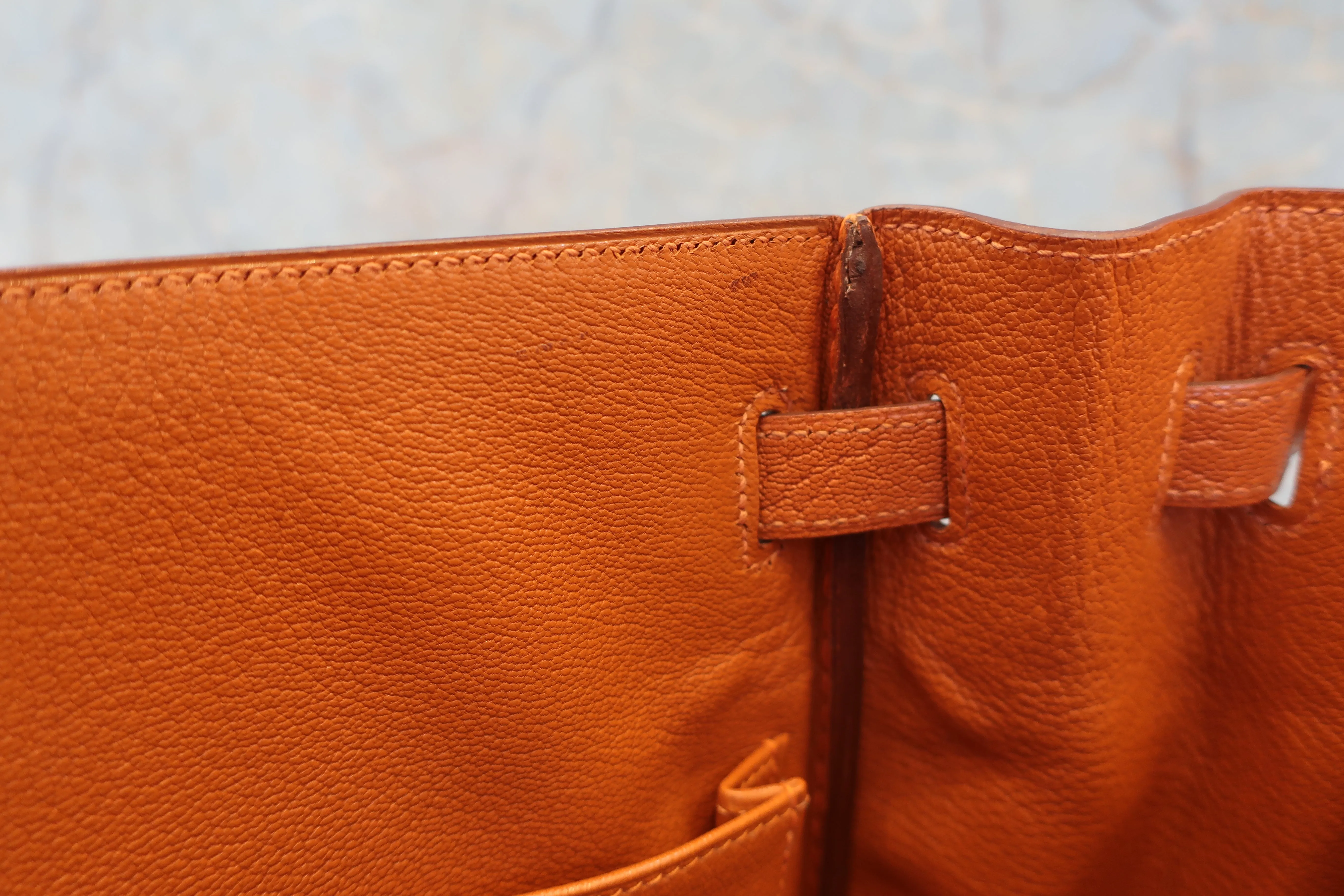 HERMES／エルメス ケリー35 シェーブル オレンジ □H刻印 ショルダーバッグ 600080135