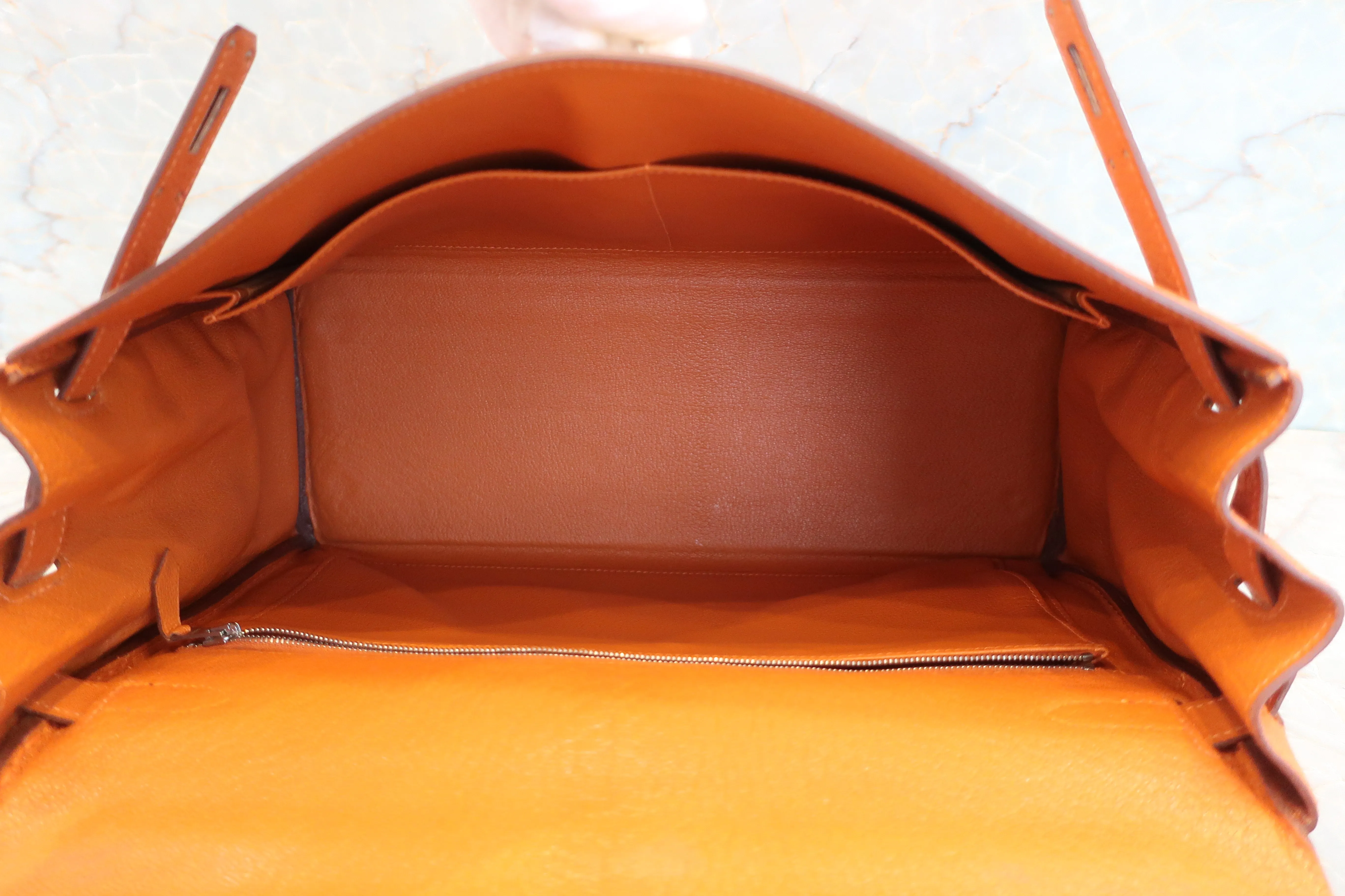 HERMES／エルメス ケリー35 シェーブル オレンジ □H刻印 ショルダーバッグ 600080135