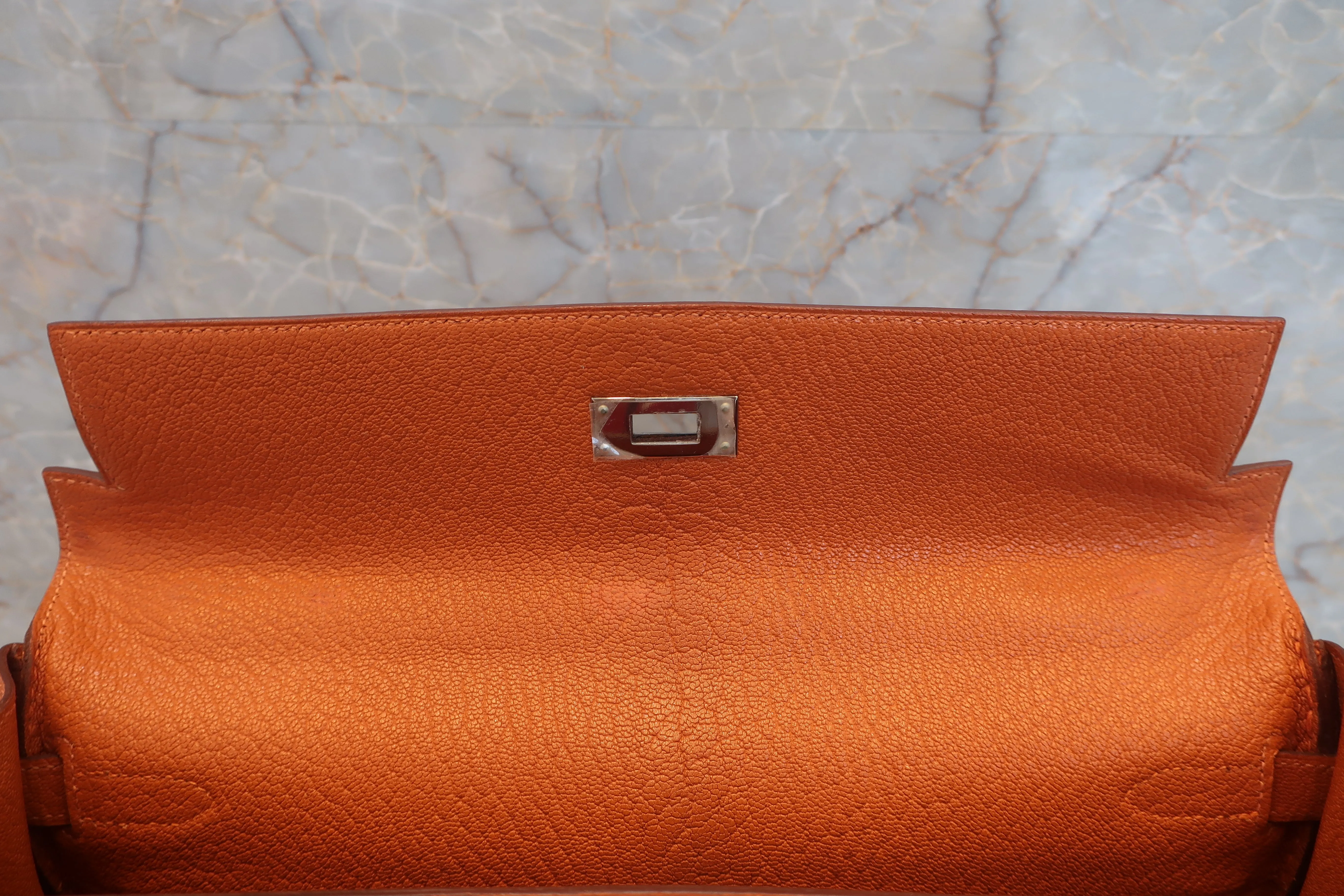 HERMES／エルメス ケリー35 シェーブル オレンジ □H刻印 ショルダーバッグ 600080135