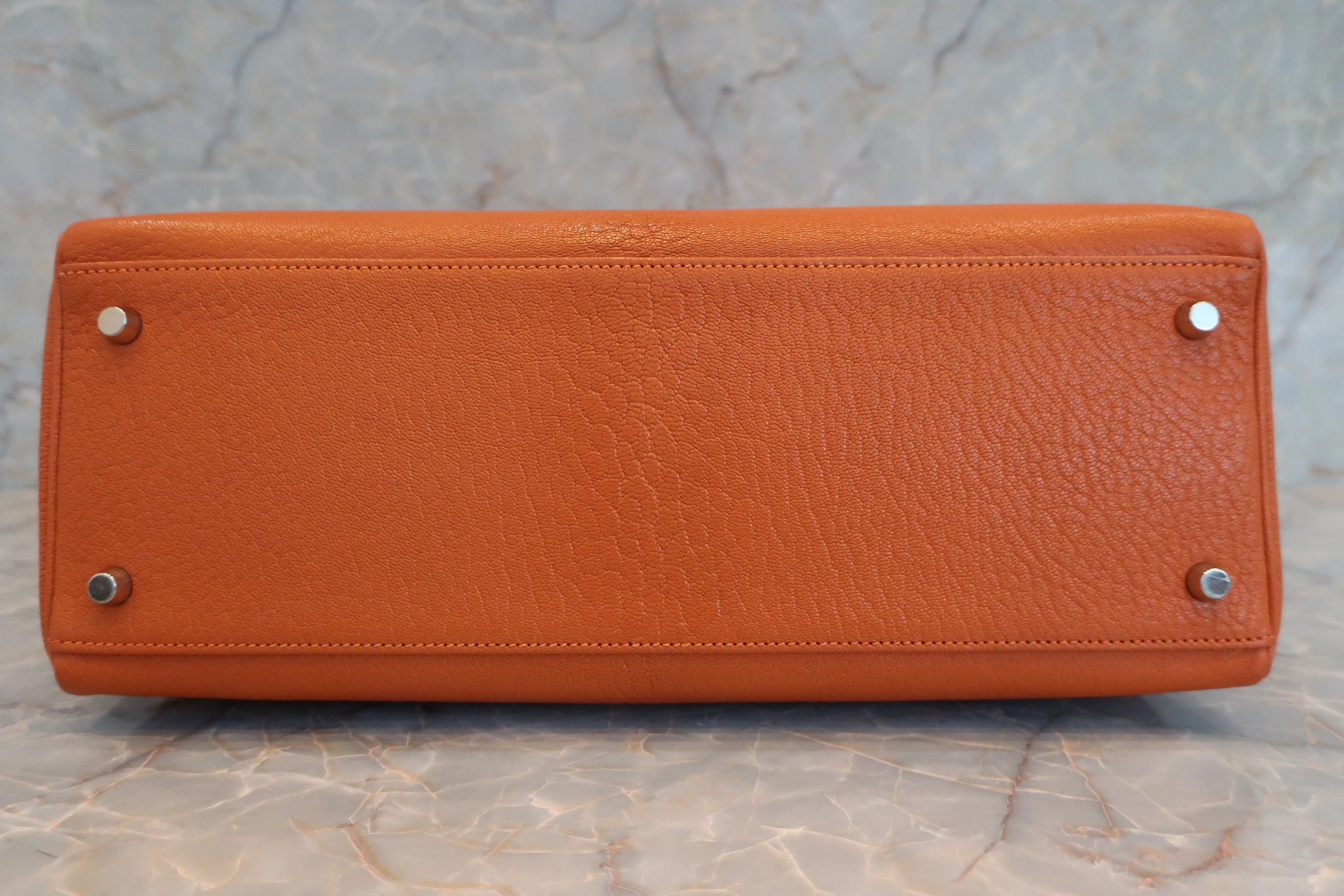 HERMES／エルメス ケリー35 シェーブル オレンジ □H刻印 ショルダーバッグ 600080135