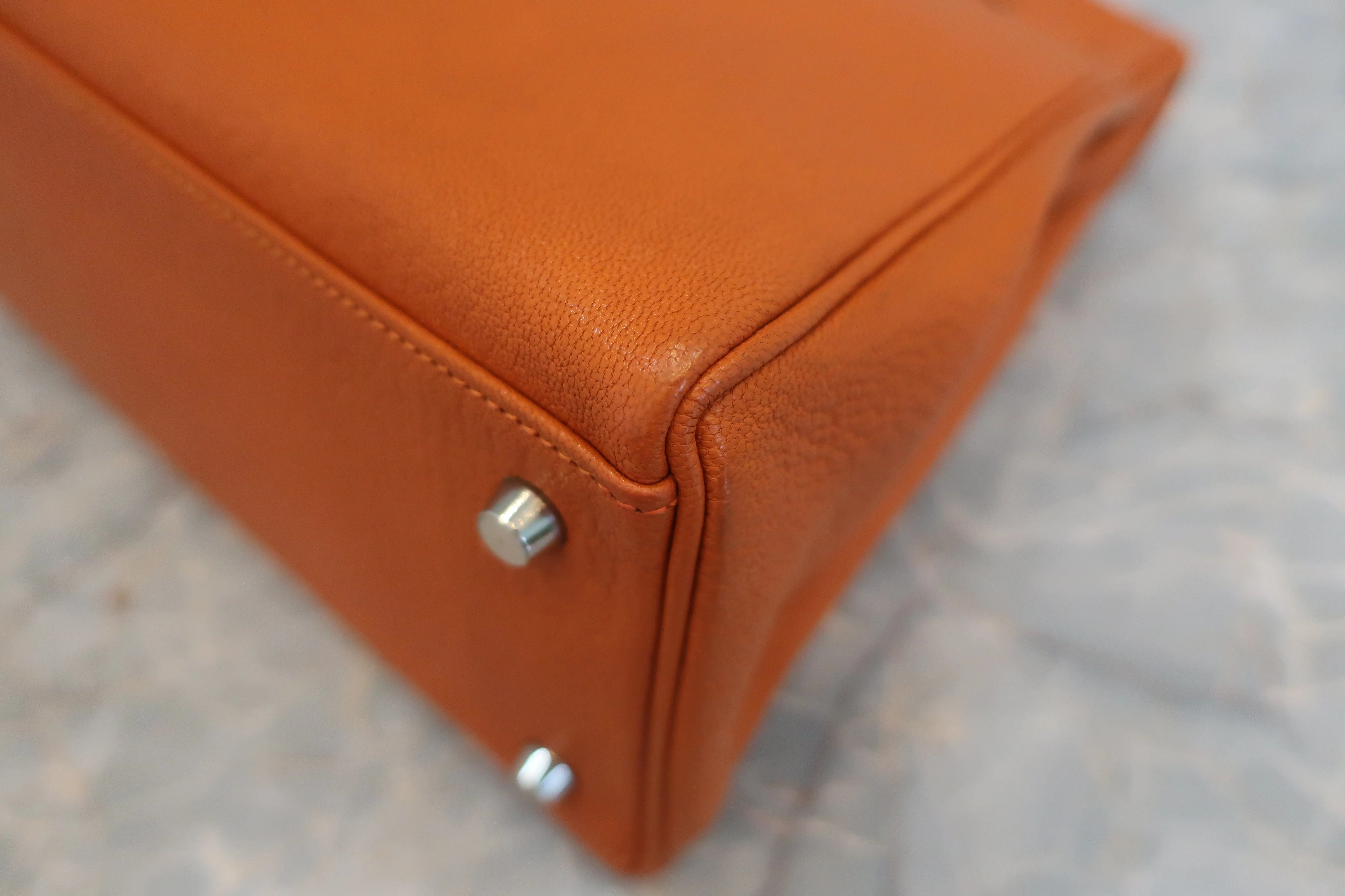 HERMES／エルメス ケリー35 シェーブル オレンジ □H刻印 ショルダーバッグ 600080135