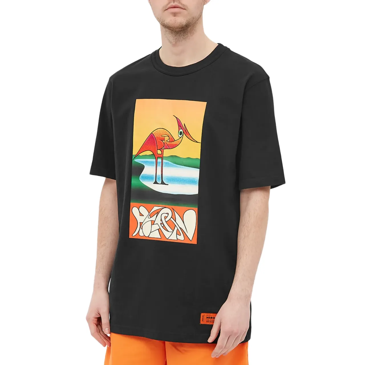 Heron Preston Heron Abstract Oversized T-Shirt Black Orange