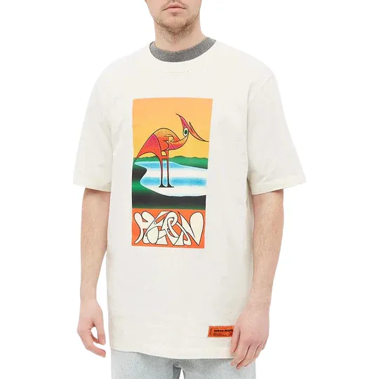 Heron Preston Heron Abstract Oversized T-Shirt White Orange