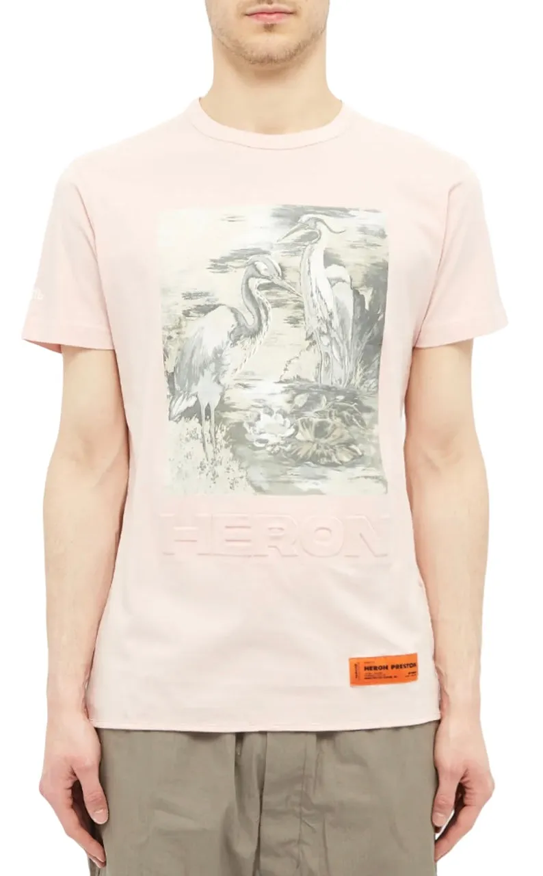 Heron Preston Heron Debossed Birds T-Shirt Pink