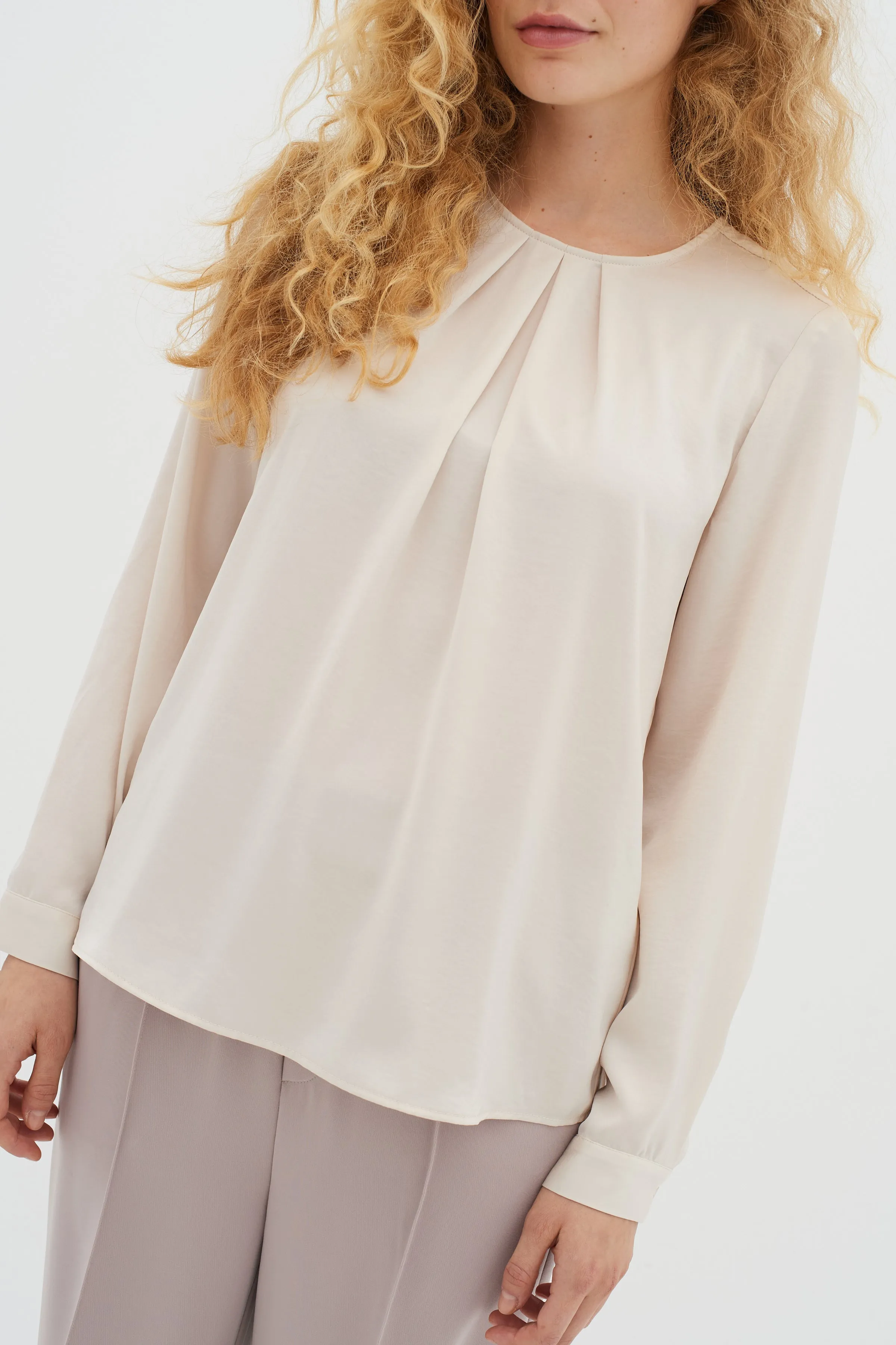 Inwear Dota Pleat Detail Blouse In Cream