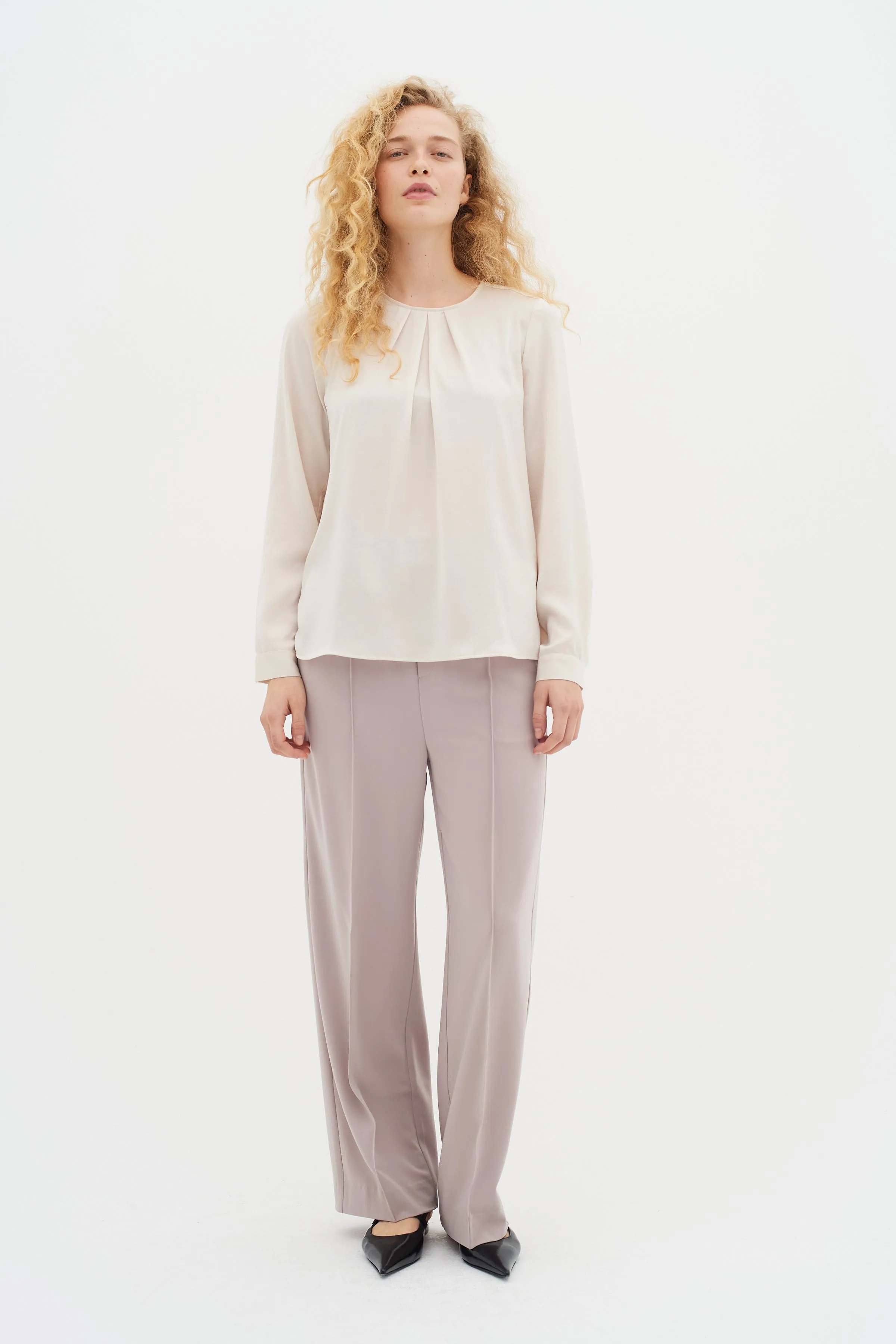 Inwear Dota Pleat Detail Blouse In Cream
