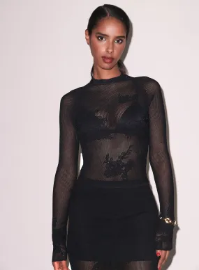 Lace Pointelle Long Sleeve Top