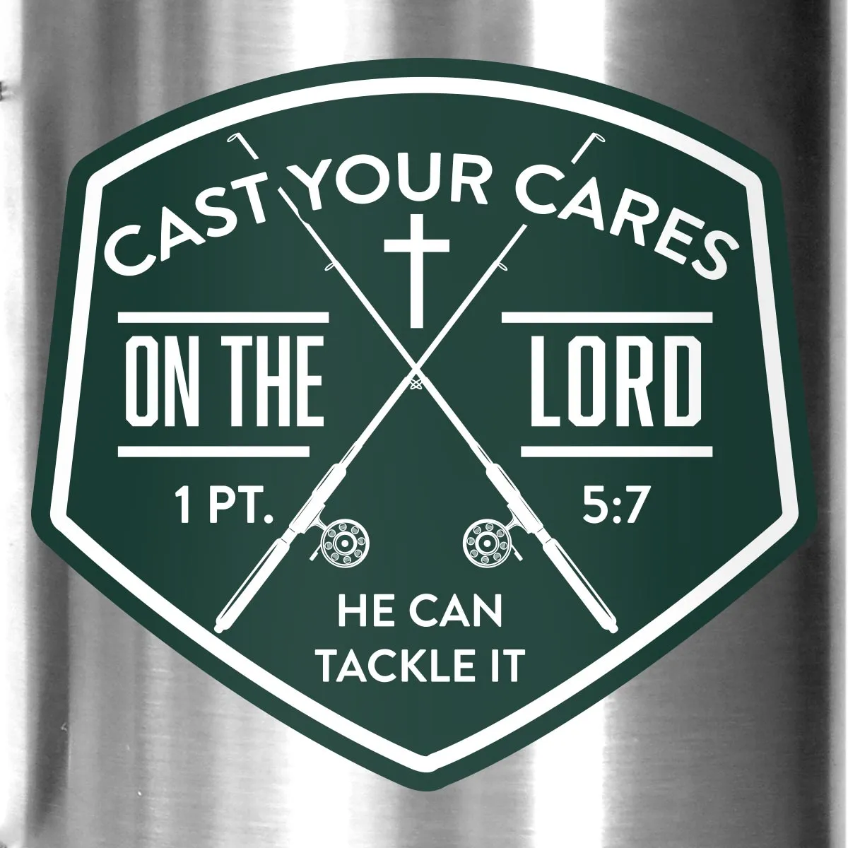 Light Source 22 oz Stainless Steel Mug With Handle Cast Your Cares