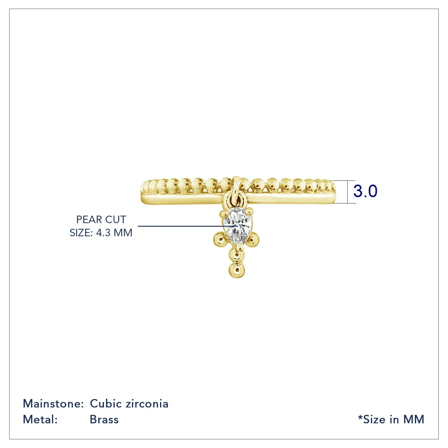 Mini Beaded Cross Charm Ring
