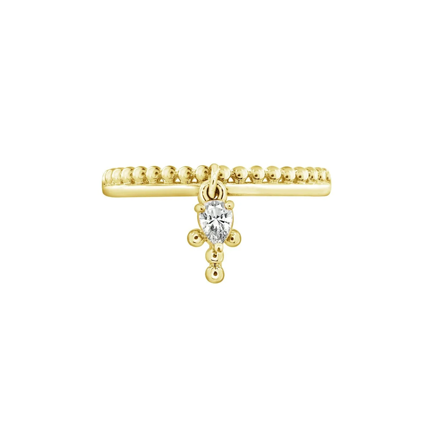 Mini Beaded Cross Charm Ring