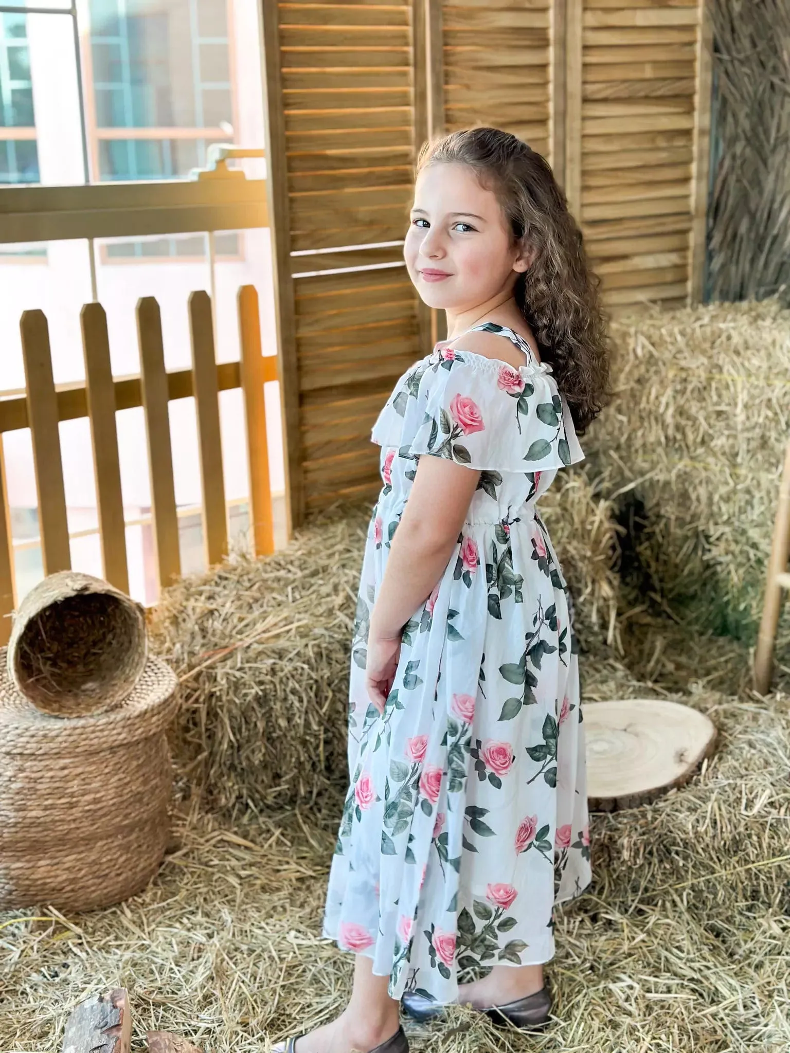 Mini Pink Porcelain Floral Long Dress