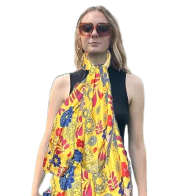 Mustard Paisley Trending Scarf, 20x54"	with Running Stitch edge