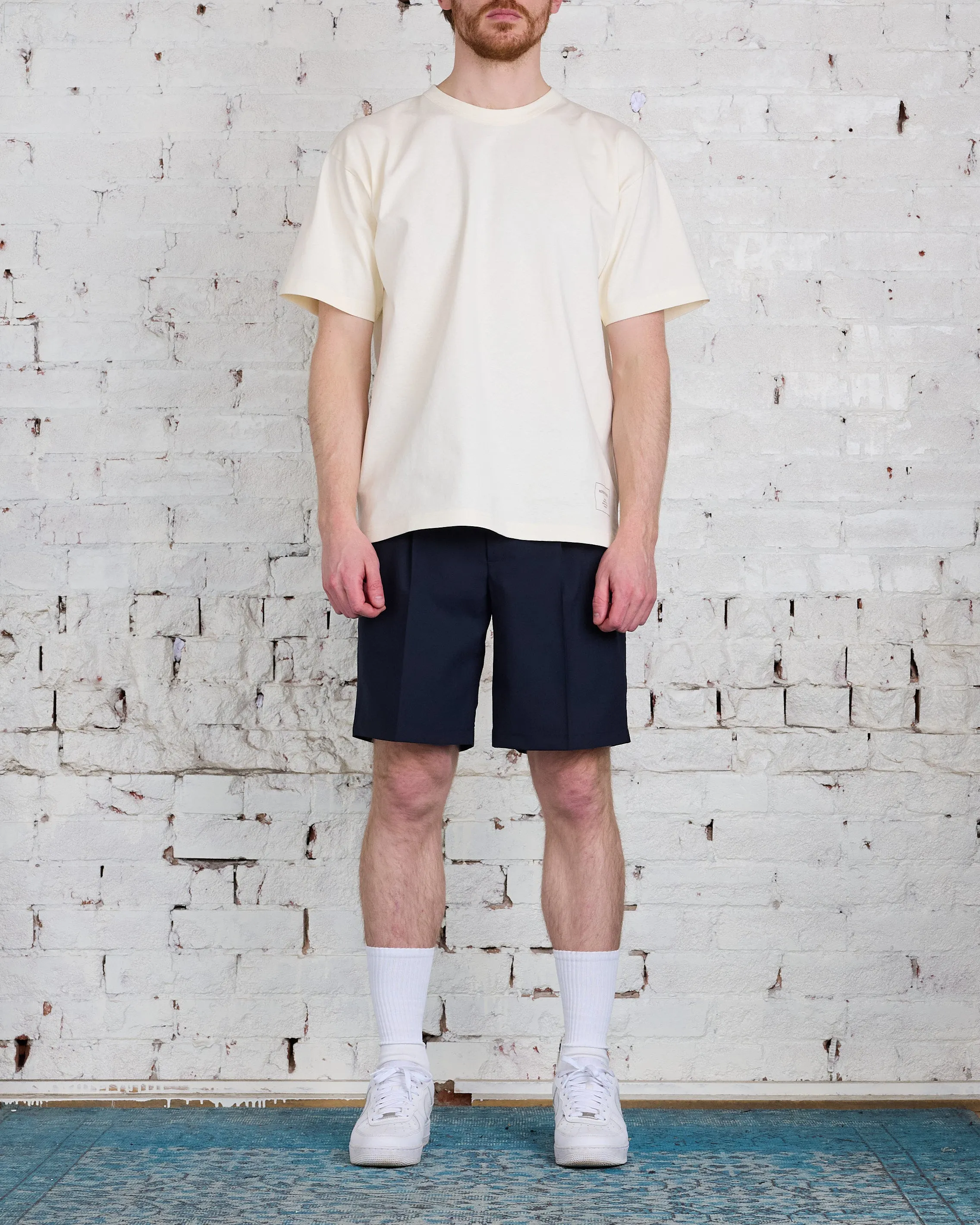 Norse Projects Benn Light Wool Pleated Short Dark Navy