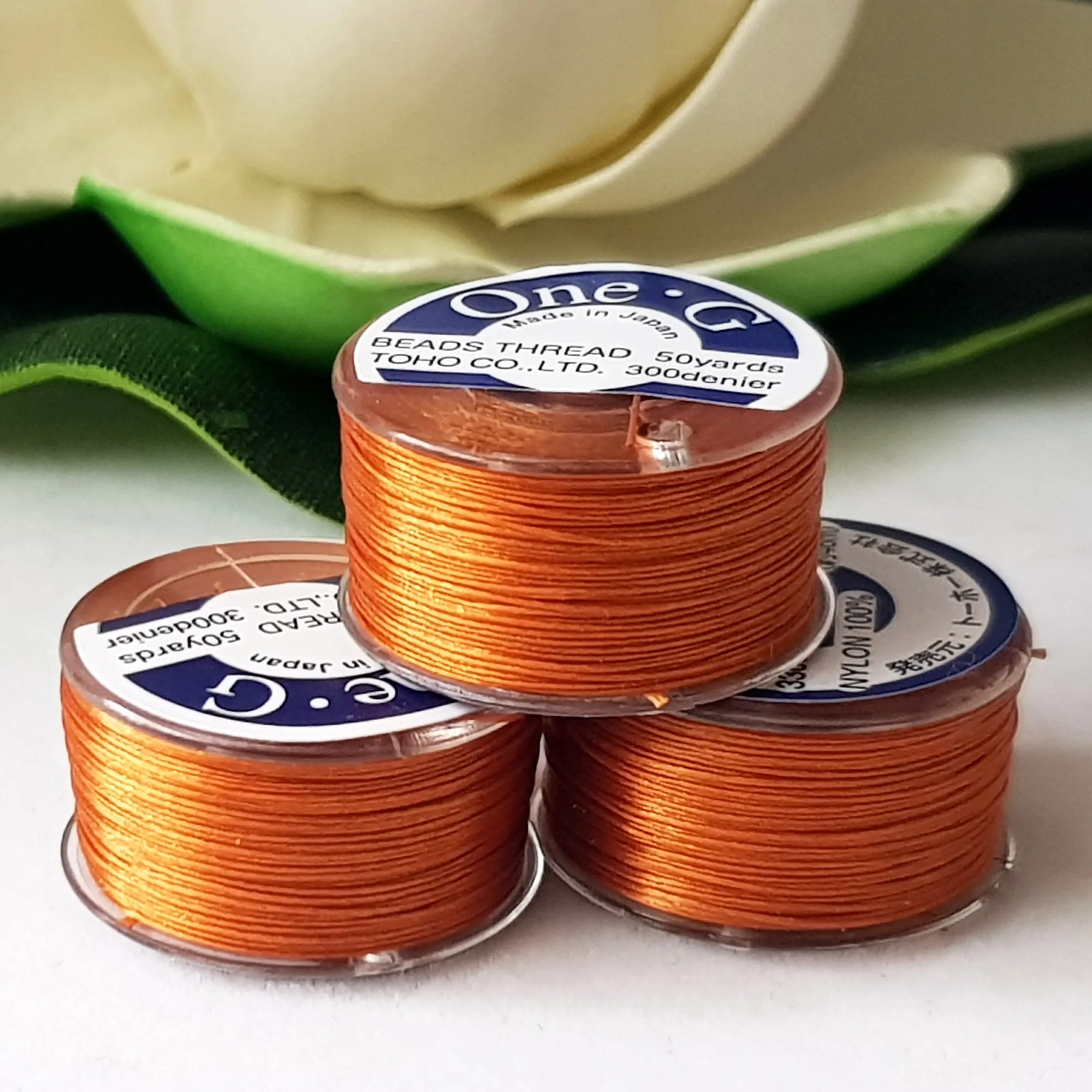 One-G Orange Beading Thread (50 Yards) Toho | PT-50-15 | Jewellery Making Supply