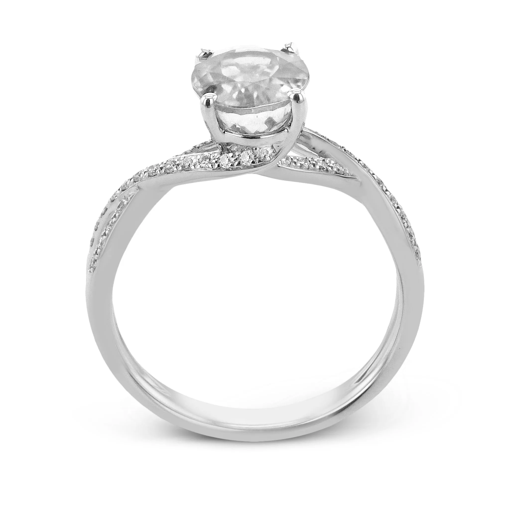 Oval-cut Criss-cross Engagement Ring & Matching Wedding Band in 18k Gold with Diamonds