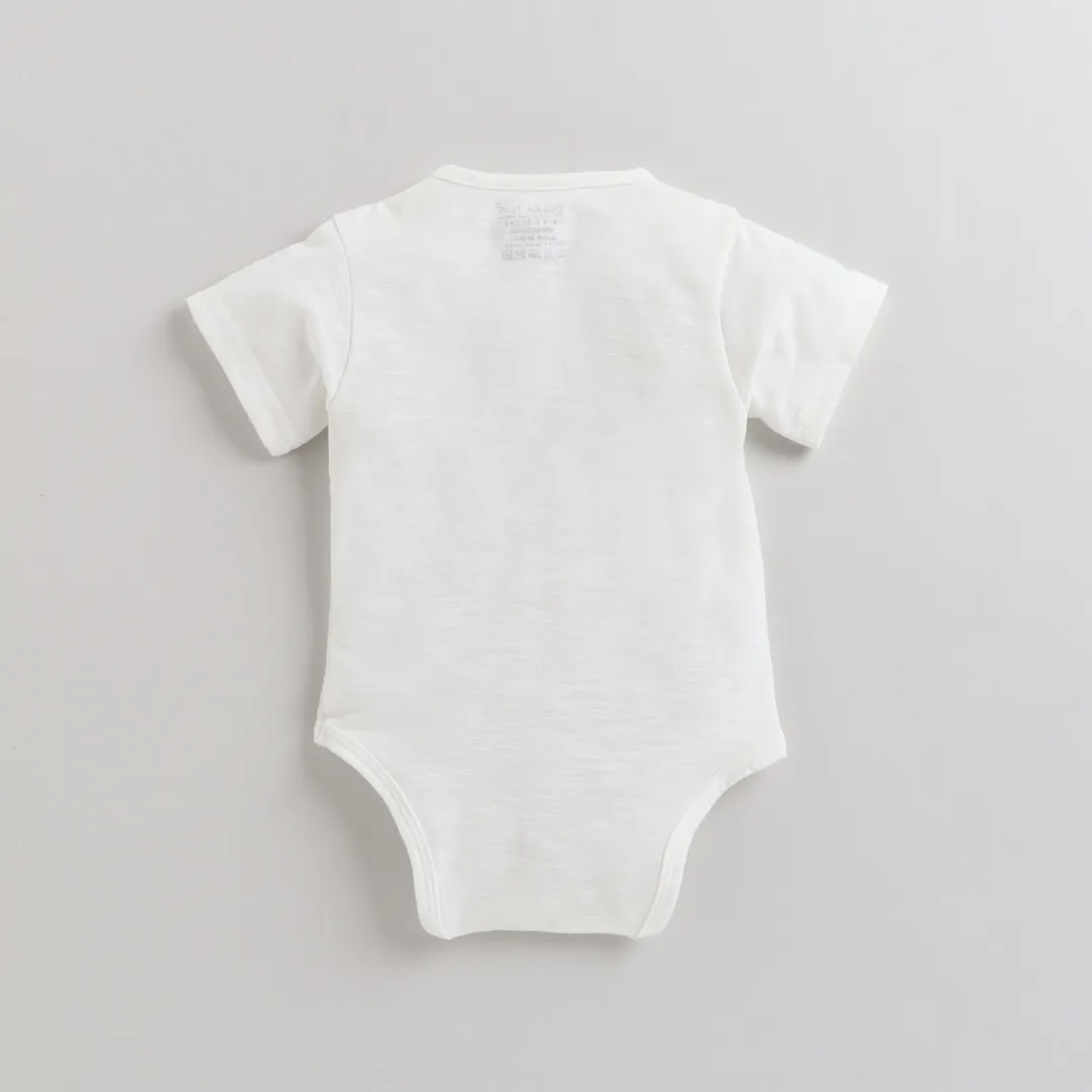 Polka Tots Half Sleeves Rompers Onesie Life Is Better print - White