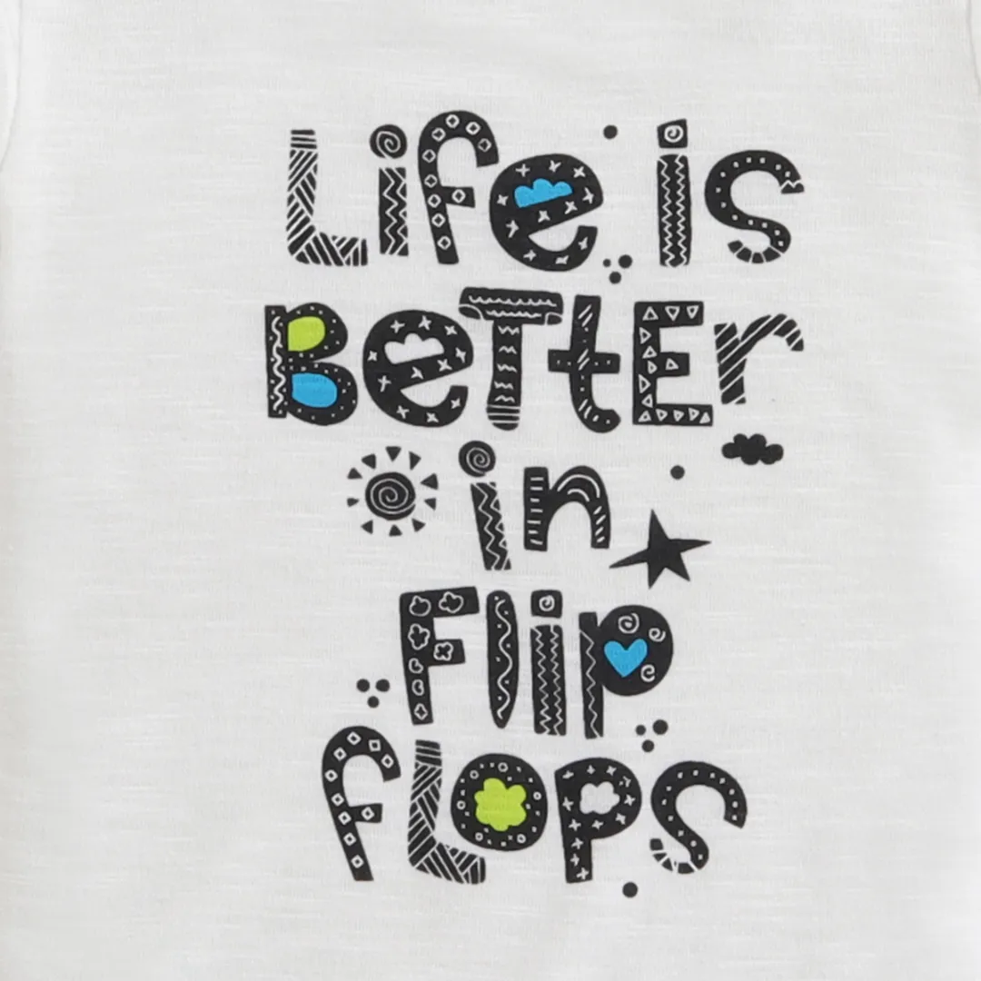 Polka Tots Half Sleeves Rompers Onesie Life Is Better print - White