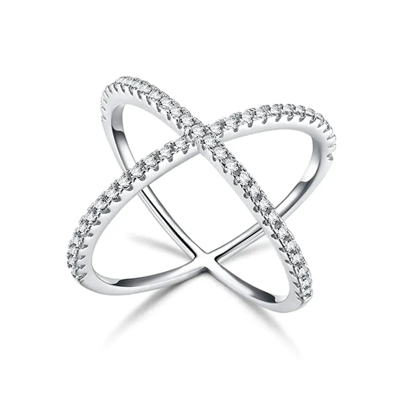 Sterling Silver CZ Criss Cross Ring