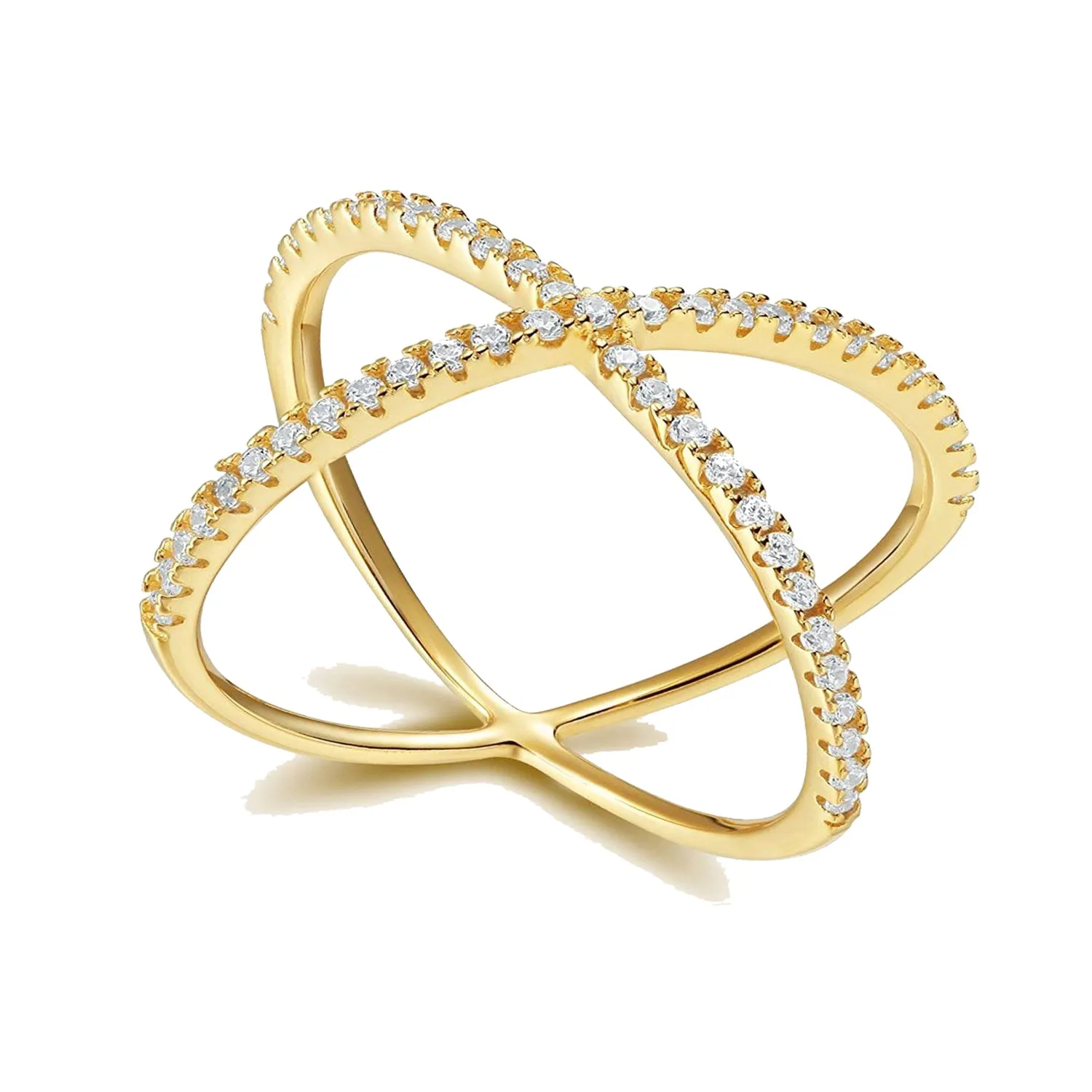 Sterling Silver CZ Criss Cross Ring