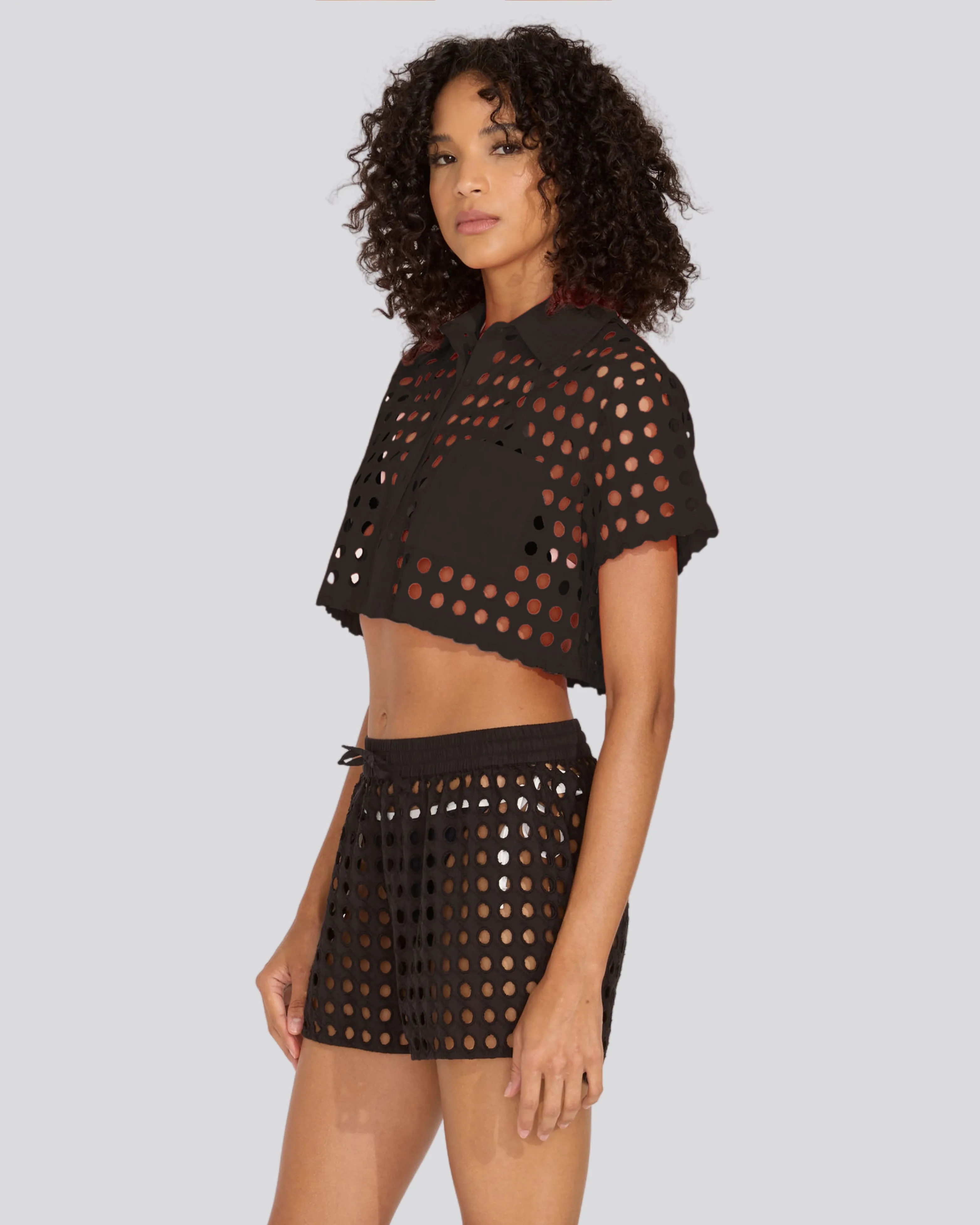 The Eyelet Cropped Cabana Shirt